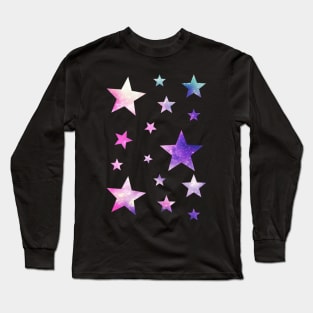 Pink Purple Ombre Galaxy Stars Long Sleeve T-Shirt